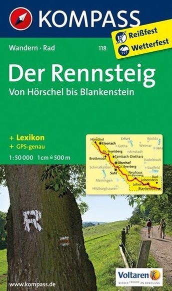 Kompass Karte Der Rennsteig - Von Hörschel bis Blankenstein