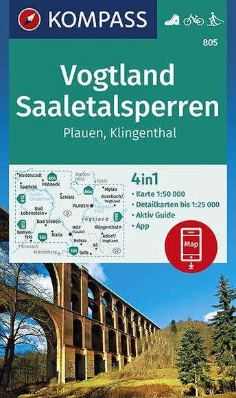 Kompass Karte Vogtland, Saaletalsperren, Plauen, Klingenthal