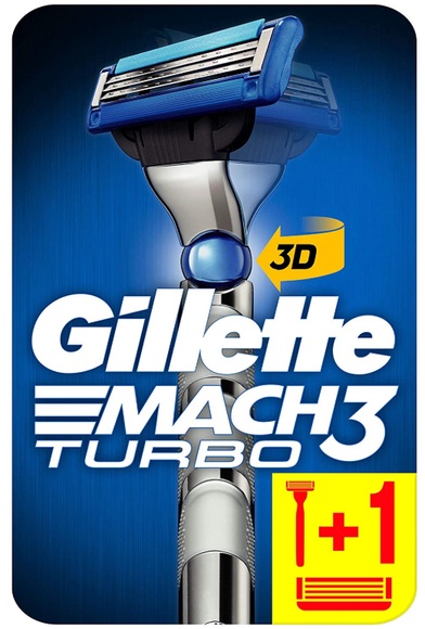 Gillette Herren Mach3 Turbo Rasierer + 1 Klinge ONE Size