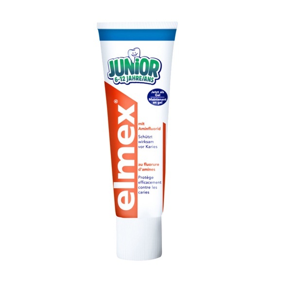 Elmex Junior Zahnpasta ab 6 Jahre, Zahnpasta für Kinder mit extra Fluoridschutz, Schweizer Firma, extra Kariesschutz, Aminfluorid
