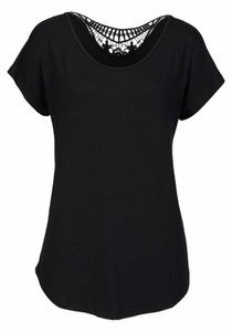 Lascana, LASCANA Strandshirt, LASCANA Strandshirt, mit Spitzeneinsatz, T-Shirt, lockere Passform, casual-chic