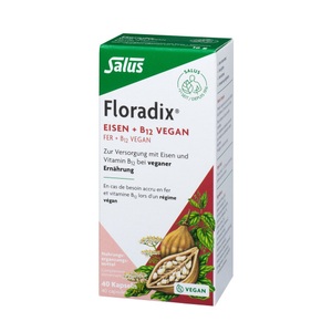 Floradix, Floradix VEGAN Eisen + Vitamin B12 Kapsel (40 Stück), Floradix Eisen + Vitamin B12 Vegan Kapseln (40 Stk)