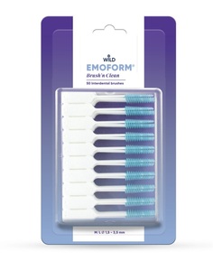 Wild, EMOFORM brush n clean 200 Stück Aktion, Metallfreie Interdentalbürsten, für schmale und grosse Zwischnraüme, sanft, einweg, Mehrmals brauchbar, EMOFORM brush n clean 50 Stück, zahnstocher, einweg Kunstoff Sticks, für enge Zwischnräume, Firma Wild