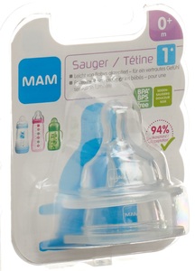 MAM, MAM Sauger 1 0+ Monate (2 Stück), MAM Ersatzsauger, Grösse 1, 0+ Monate (2 Stk)