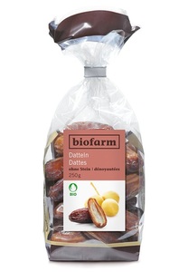 Biofarm, Biofarm Datteln ohne Stein Knospe (250 g), Biofarm Datteln ohne Stein Knospe Beutel 250 g