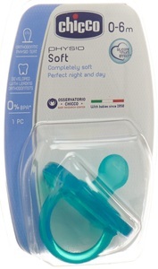 CHICCO, chicco Beruhigungssauger Physio Soft Silikon blau 0-6 Monate, Chicco Physiologischer Beruhigungssauger GOMMOTTO BLUE Silikon mini 0-6m DE/FR