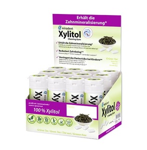 Miradent, Miradent Xylitol Kaugummi Grüner Tee (12x30 Stück), miradent Xylitol Kaugummi Grüner Tee Display (12x30 Stk)