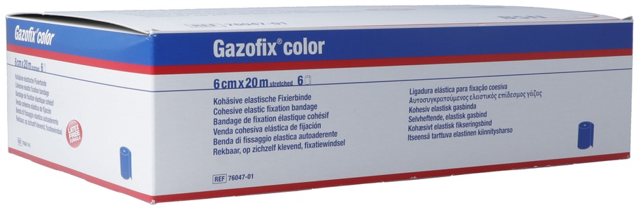 Gazofix, Gazofix kohäsive Fixierbinde 6cmx20m blau latexfrei (6 Stück), Gazofix® color 6 cm x 20 m blau