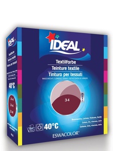 Ideal, IDEAL Baumwolle Color No34 bordeaux (1 Stück), IDEAL Textilfarbe Bordeaux 34 Maxi (400g)