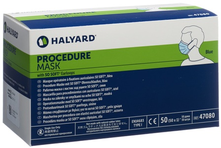 HALYARD, HALYARD Maske Pflegepersonal blau Typ I (50 Stück), HALYARD Maske Pflegepersonal blau Typ I