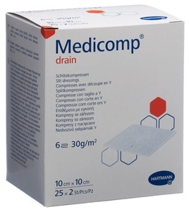 Medicomp, Medicomp Vlieskomp 10x10cm ster (25x2 Stück), Medicomp drain 10x10cm steril (25x2 Stk)
