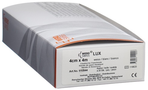 WERO SWISS, WERO SWISS Lux Elastische Fixierbinde 4mx4cm weiss (20 Stück), WERO SWISS Lux Elastische Fixierbinde 4mx4cm weiss