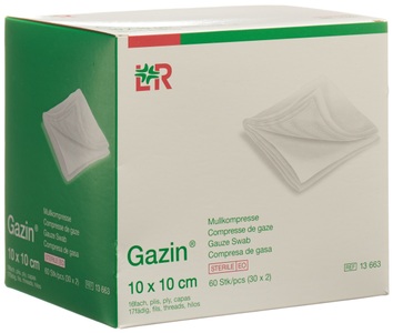 Gazin, Gazin Faltkompr 10x10cm 16f st (30x2 Stück), Gazin Mullkompressen 10x10cm