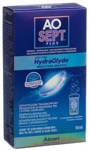 Alcon | Ciba Vision, AO Sept Plus HydraGlyde Flight-Pack - 90ml & Behälter, AOSEPT PLUS mit HydraGlyde (90ml)