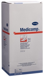 Medicomp, Medicomp Bl 4 fach S30 10x10 steril (100x2 Stück), Hartmann Medicomp® Vliesstoffkompressen 4-lagig 10 x 10 cm