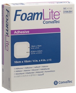 Foam Lite Convatec, Foam Lite Convatec Silikon-Schaumverband 10x10cm (10 Stück), Foam Lite Convatec Silikon-Schaum 10x10cm 10 Stk