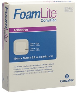 Foam Lite Convatec, Foam Lite Convatec Silikon-Schaumverband 15x15cm (10 Stück), ConvaTec FoamLite? Heftschaumverband 15 x 15 cm