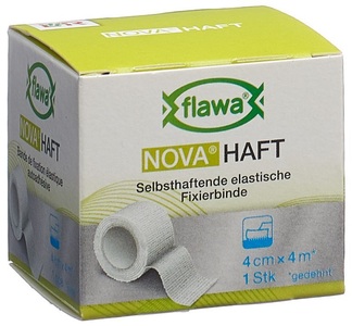 flawa, flawa Haft kohäsive Gazebinde 4cmx4m (1 Stück), FLAWA NOVA HAFT selbsthaftende elastische Fixierbinde, 4cmx4m (1 Stk)
