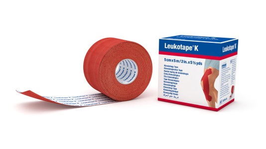 Leukotape, Leukotape K Pflasterbinde 5mx5cm rot (1 Stück), Essity Leukotape K Kinesiologie-Binde 5 cm x 5 m