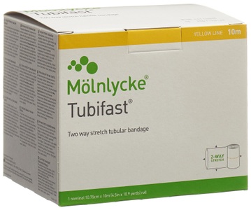 MOLNLYCKE HEALTHCARE, MOLNLYCKE HEALTHCARE Tubifast® 2-Way Stretch® 10,75 cm x 10 m gelb, Mölnlycke Tubifast® Schlauchbandage in Länge und Breite dehnbar 10,75 cm x 10 m Gelbe Linie