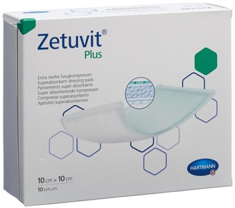 Zetuvit, Zetuvit Plus Absorptionsverband 10x10cm (10 Stück), Hartmann Zetuvit® Plus Saugkompressen 10 x 10 cm