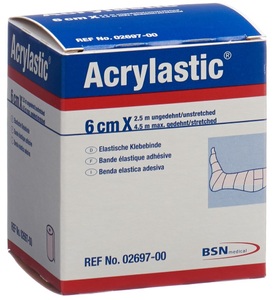 Acrylastic, Acrylastic längselastische Binde 2.5 m x 6 cm, Acrylastic Pflasterbinde 2.5mx6cm elastisch (1 Stk)