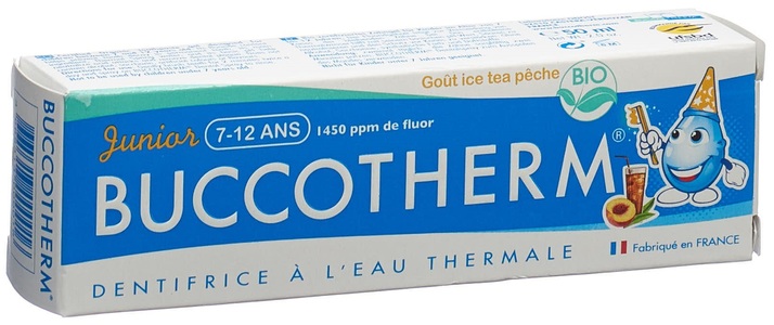 Buccotherm, Buccotherm Zahnpasta 7-12 Jahre Eistee-Pfirsich BIO (mit Fluor) (50 ml), Buccotherm Zahnpasta 7-12 Jahre Eistee-Pfirsich BIO (mit Fluor)