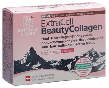 Swiss Alp Health, Swiss Alp Health Extra Cell Beauty Collagen Choco Drink (20 Beutel), Extra Cell Beauty Collagen arôme chocolat