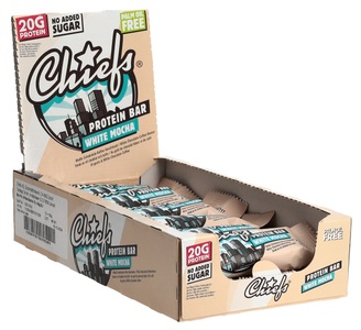 Chiefs, Chiefs Protein Bar White Mocha 12 x 55 g, Chiefs Protein Bar White Mocha (12 x 55g)