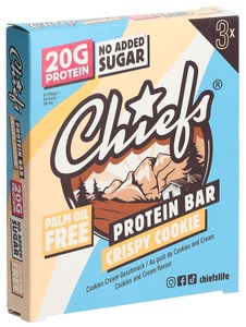 Chiefs, Chiefs Protein Bar Crispy Cookie 3 x 55 g, Chiefs Protein Bar Crispy Cookie