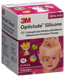 Opticlude, Opticlude Silicone Augenverband 5x6cm Mini Girls (50 Stück), 3M Opticlude Silikon-Augenpflaster 5 x 6 cm - Girls mini