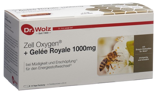 Dr. Wolz, Dr. Wolz Zell Oxygen + Gelée Royale 1000mg (14 Stück), Dr. Wolz Zell Oxygen + Gelée Royal 1000mg Ampullen (14 Stk)