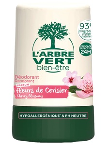 L'Arbre vert, L'ARBRE VERT Öko Deodorant Roll Kirschblüten & Hamamelis französisch (50 ml), L'ARBRE VERT Öko Deodorant Kirschblüten & Hamamelis (50ml)