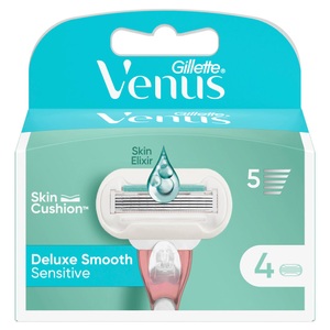 Gillette Venus, Deluxe Smooth Sensitive Rasierklingen Damen 4 pezzi, Gillette Venus Deluxe Smooth Sensitive Ersatzklingen (4 Stk)