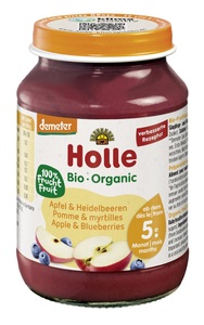 Holle, Holle Apfel und Heidelbeeren (190 g), Holle Bio Apfel & Heidelbeeren (190g)