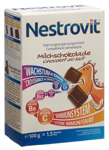 Nestlé Suisse SA, NESTROVIT Milch-Schokolade 500 g, Nestrovit® Milchschokolade Wachstum und Immunsystem