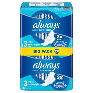 Always, always Ultra Binde Night mit Flügeln BigPack (20 Stück), Always Ultra Day & Night Damenbinden