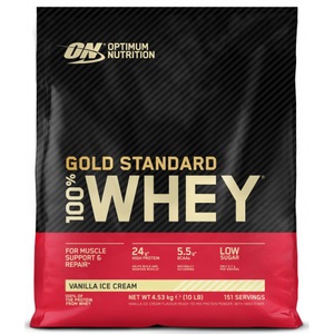 Optimum Nutrition, Optimum Nutrition - 100% Whey Gold Standard Vanilla Ice 10lb - 4500 g, Optimum Nutrition 100% Whey Gold Standard Vanilla Ice Cream