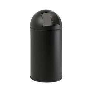 undefined, Abfallsammler mit Push-Deckel Volumen 40 l, HxØ 740 x 350 mm schwarz, matt, Abfallbehälter Push, selbstschliessende Klappe, 40 Liter, mattschwarz