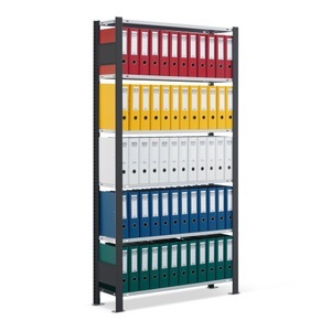 SCHULTE, SCHULTE Aktenregal GF, einseitig, mit Endanschlägen, FL 85 kg, schwarz, HxBxT 2.000 x 750 x 300 mm, SCHULTE Aktenregal GF, einseitig, mit Endanschlägen, FL 85 kg, schwarz, HxBxT 2.000 x 750 x 300 mm