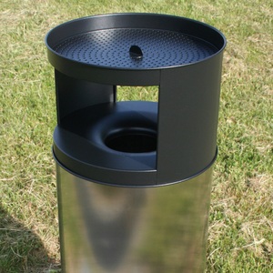 undefined, Kombiascher, flammverlöschend Volumen 75 l, HxØ 900 x 380 mm Edelstahl, Ascher-Abfall-Kombination FLORENZ, Edelstahl, 75 Liter