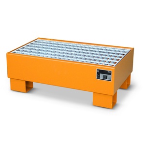 undefined, Stahl-Auffangwanne für 60-l-Fass LxBxH 800 x 500 x 290 mm lackiert orange RAL 2000, mit Gitterrost, Auffangwanne aus Stahl, 2x 60 l, Auffangvolumen 61 l, inkl. Gitterrost, gelborange