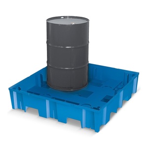 undefined, PE-Auffangwanne für 200-l-Fässer, Tragfähigkeit 950 kg/m² LxBxH 1220 x 1230 x 220 mm Auffangvolumen 285 l, ohne Gitterrost, asecos® Auffangwanne aus PE, 1x 200 l, HxBxT 275 x 1.235 x 1.235 mm, ohne Gitterrost