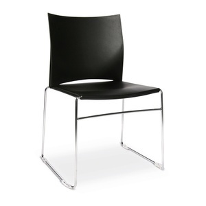 Topstar, Topstar Kufen-Stapelstuhl Gestell verchromt, VE 4 Stk dunkelblau, Topstar® Besucherstuhl W-Chair, Stahlkufengestell, dunkelblau