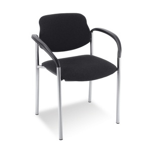 Jungheinrich PROFISHOP, Besucherstuhl Styl mit Polster-Rückenlehne + Armlehnen, Gestell verchromt, Polster schwarz, Besucherstuhl Styl mit Polster-Rückenlehne + Armlehnen, Gestell verchromt, Polster schwarz