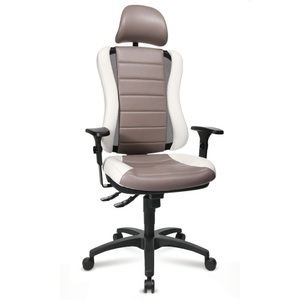 Topstar, Topstar® Bürodrehstuhl Head Point RS, Muldensitz, m. Kopfstütze, weiss/grau, Topstar® Bürodrehstuhl Head Point RS, Muldensitz, m. Kopfstütze, weiss/grau