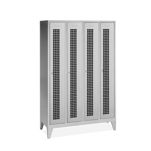 CP, C+P Garderobenschrank Classic mit Füssen, Lochfeld + Zylinderschloss, 4 Abteile, HxBxT 1.850 x 1.200 x 500 mm, C+P Garderobenschrank Classic mit Füssen, Lochfeld + Drehriegelverschluss, 4 Abteile, HxBxT 1.850 x 1.200 x 500 mm