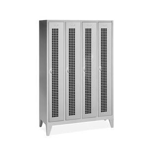 CP, C+P Garderobenschrank Classic mit Füssen, Lochfeld + Zylinderschloss, 4 Abteile, HxBxT 1.850 x 1.200 x 500 mm, C+P Garderobenschrank Classic mit Füssen, Lochfeld + Drehriegelverschluss, 4 Abteile, HxBxT 1.850 x 1.200 x 500 mm