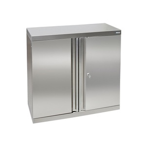undefined, Edelstahl-Flügeltürschrank mit Stellschrauben, Vollblechtüren HxBxT 900 x 900 x 400 mm, stumpf® Edelstahlschrank mit Stellschrauben im Boden, HxBxT 900 x 900 x 400 mm, 2 Fachböden