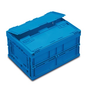 undefined, EURO-Maß Faltbox 4322 DL, mit Deckel, für Lager- und Mehrwegtransport, Inhalt 19 L, grau, Euronorm-Faltbox Premium, mit Scharnierdeckel, 21 Liter, grau